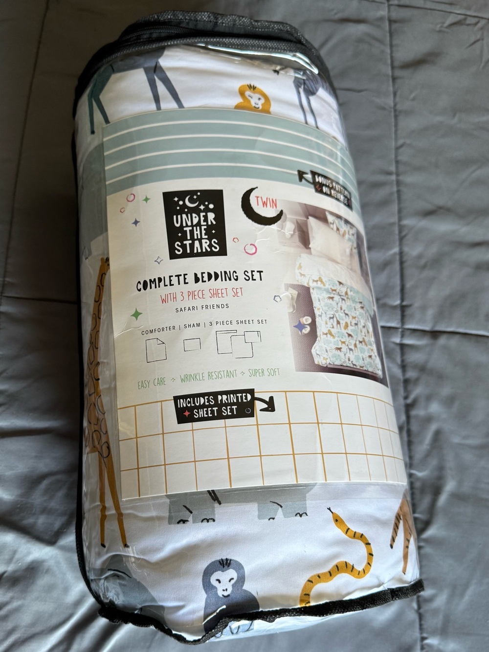 Safari Friends Twin Bedding Set in White